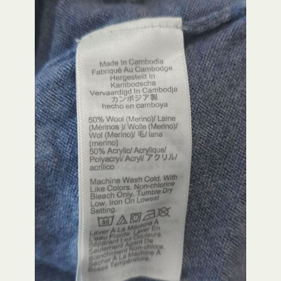 J. Crew Blue Wool & Acrylic Blend Mock Neck Quarter Zip Pullover Sweater Men's M - Picture 6 of 8